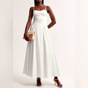 Abercrombie & Fitch Dipped- Waist Sweetheart Maxi Dress White XS